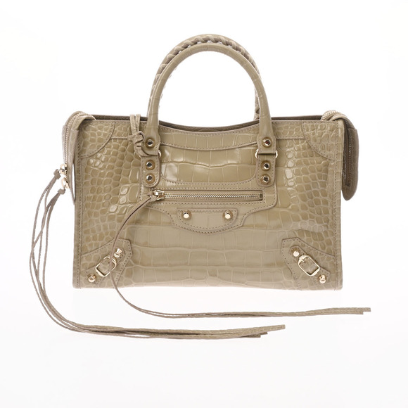 BALENCIAGA City Khaki Green Bag Crocodile - Picture 1 of 9